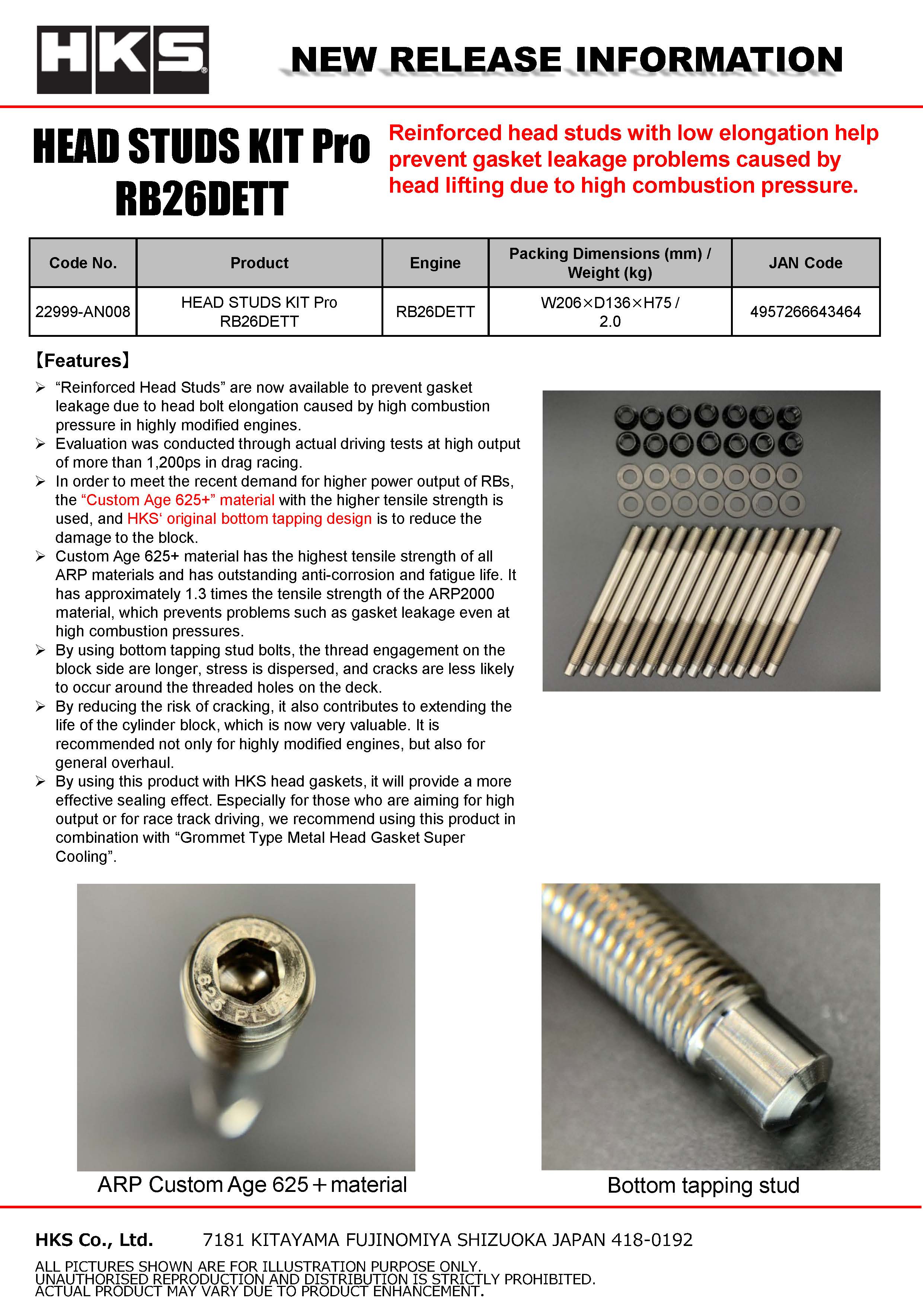 HEAD STUDS KIT Pro RB26DETT | HKS High Performance Auto Parts