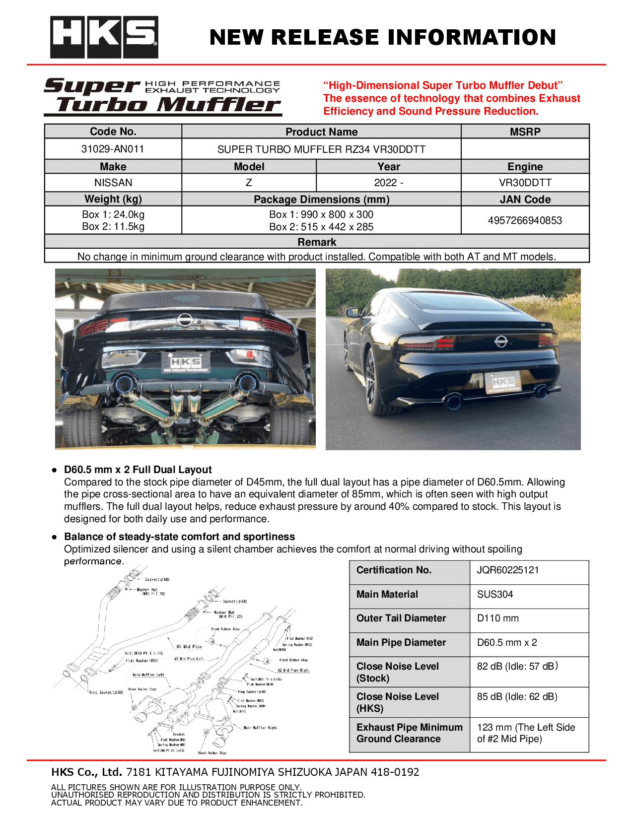 SUPER TURBO MUFFLER RZ34 VR30DDTT | HKS High Performance