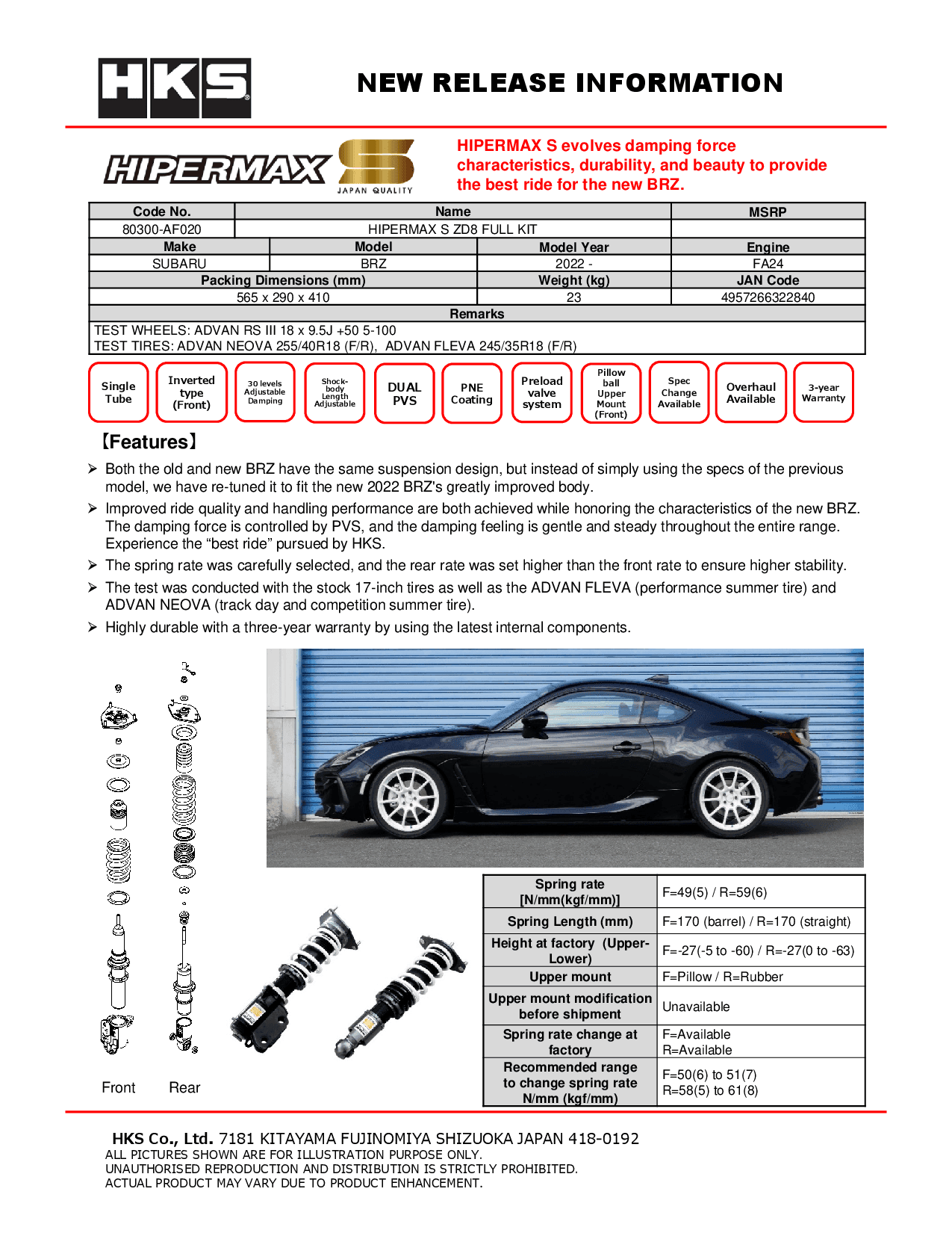 HIPERMAX S ZD8 FULL KIT | HKS High Performance Auto Parts